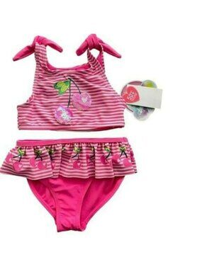 Btween Kids Girls Bikini Swimsuit Cherry Sequin Bathing Suit Size 4